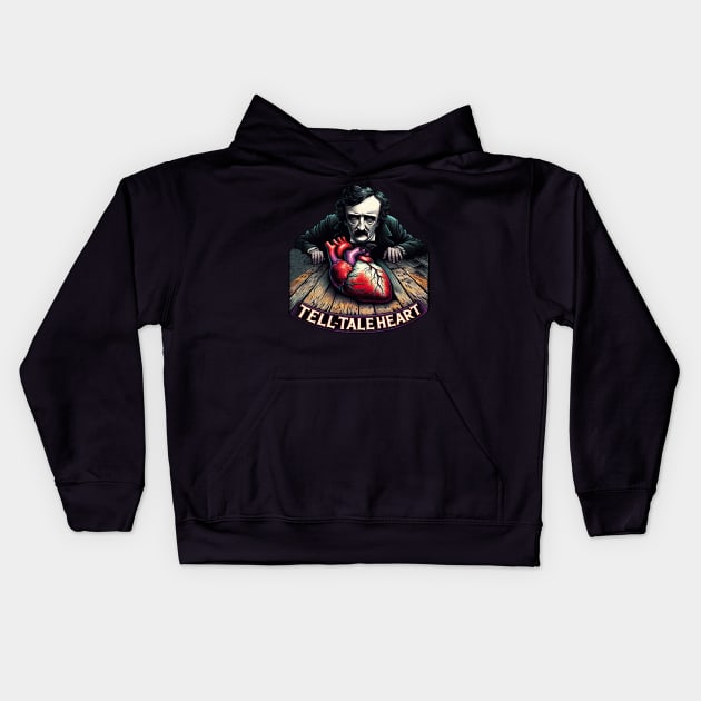 Edgar Allan Poe Tell-Tale Heart Literary Lover Kids Hoodie by Poe & Co. Lit